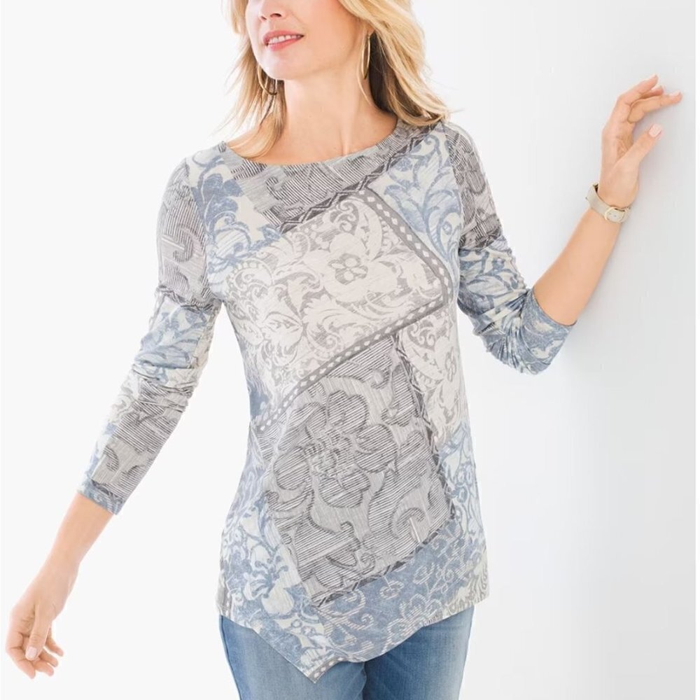 Chico's Textural Floral Top - sz Large (2)